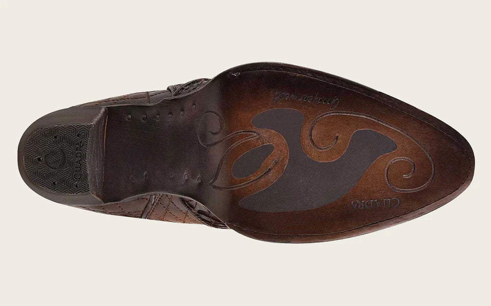 Cuadra Womens CU561 LD Glazed Chestnut Python Laser & Embroidery & Woven Round Toe