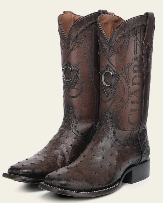 Cuadra Men's Ostrich Chocolate Square Toe Western Boots CU726