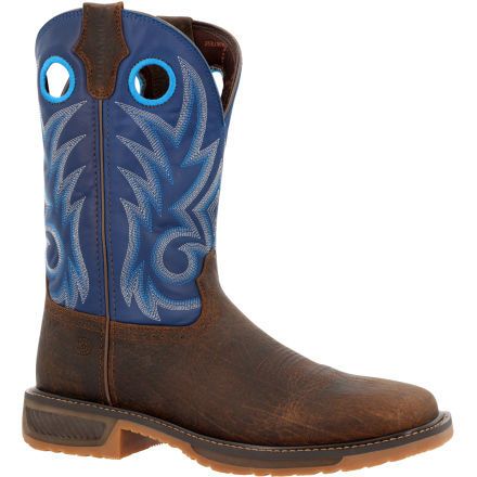 DURANGO WORK Men's 11" Workhorse™ Soft Toe Western Work Boot Worn Saddle/Denim Blue - DDB0400