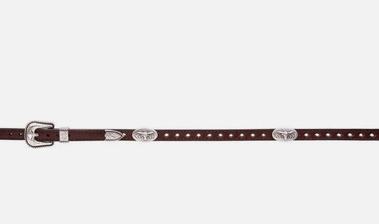 3D HAT BAND BROWN DIAMOND CUT WITH OVAL LONGHORN CONCHO