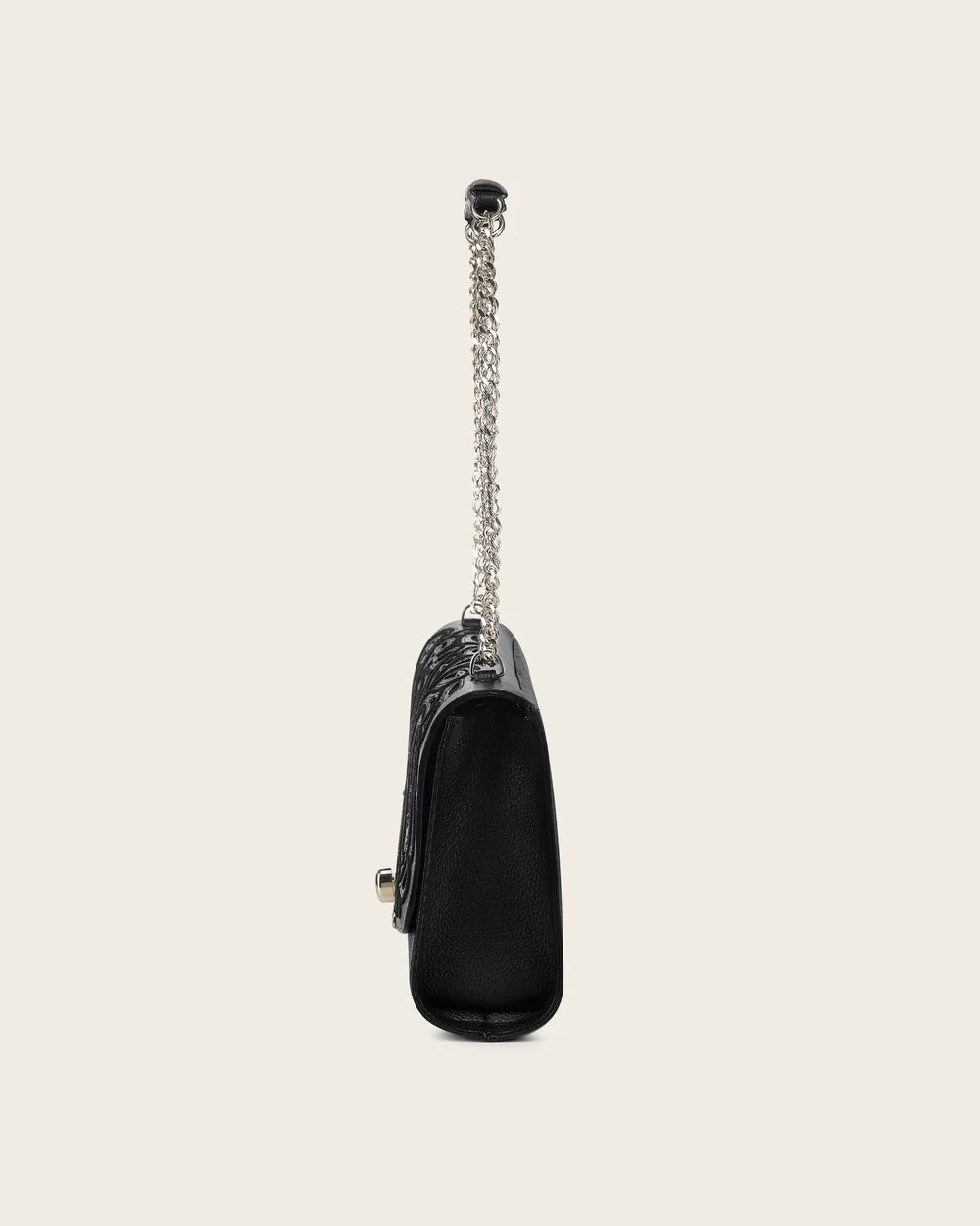 DU822 Cuadra Women’s Black Bovine Leather Shoulder Bag Clutch Style With Crystals