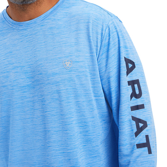 Ariat  Mens Charger Logo LS T-Shrt Aegean Blue 10041002