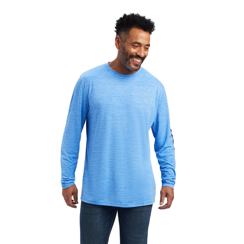 Ariat  Mens Charger Logo LS T-Shrt Aegean Blue 10041002