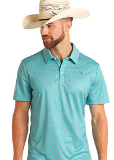 ROCK & ROLL GEO PEACOCK PRINT - MENS POLO - BM51T05999