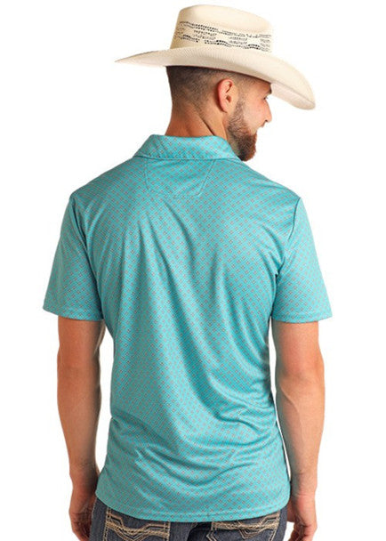 ROCK & ROLL GEO PEACOCK PRINT - MENS POLO - BM51T05999