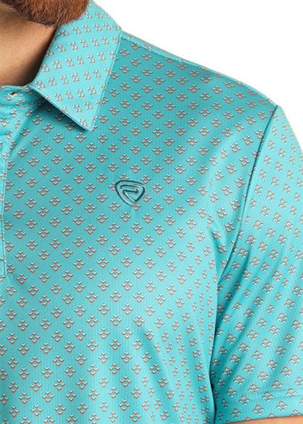 ROCK & ROLL GEO PEACOCK PRINT - MENS POLO - BM51T05999