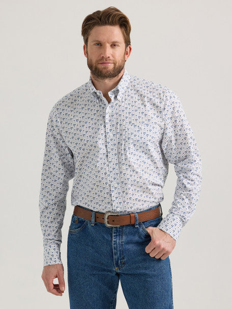WRANGLER GEORGE STRAIT BLUE WHITE PRINT - MENS SHIRT - 112352728