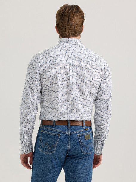 WRANGLER GEORGE STRAIT BLUE WHITE PRINT - MENS SHIRT - 112352728