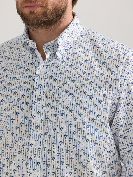 WRANGLER GEORGE STRAIT BLUE WHITE PRINT - MENS SHIRT - 112352728
