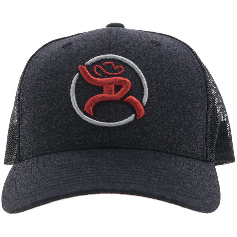 4031T-CHBK Strap Roughy Charcoal/Black 6-Panel Trucker with Red/White Circle Logo