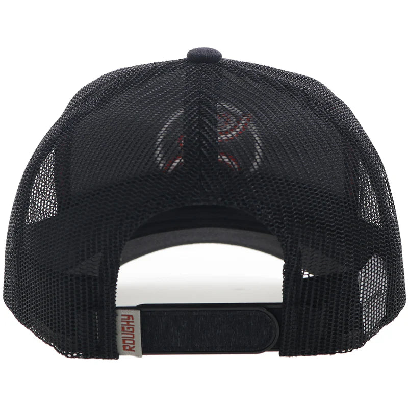 4031T-CHBK Strap Roughy Charcoal/Black 6-Panel Trucker with Red/White Circle Logo