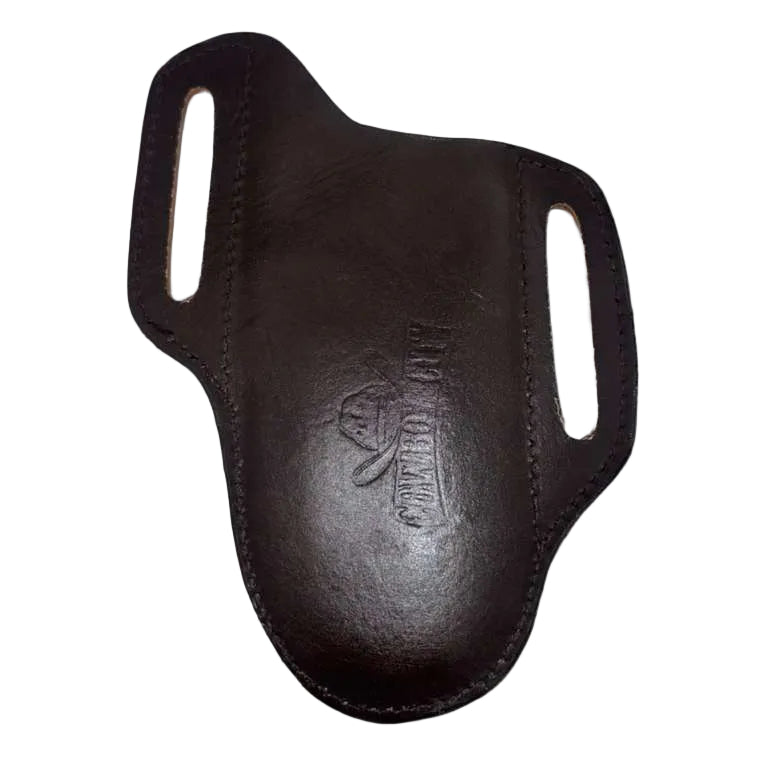 Handcrafted Floral Leather Belt Sheath – Natural Leather with Woven Detail