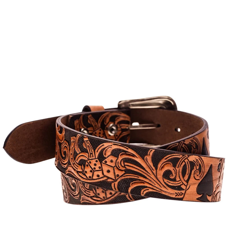 Hooey "Gambler" Brown/Black Filigree Belt HMBLT068