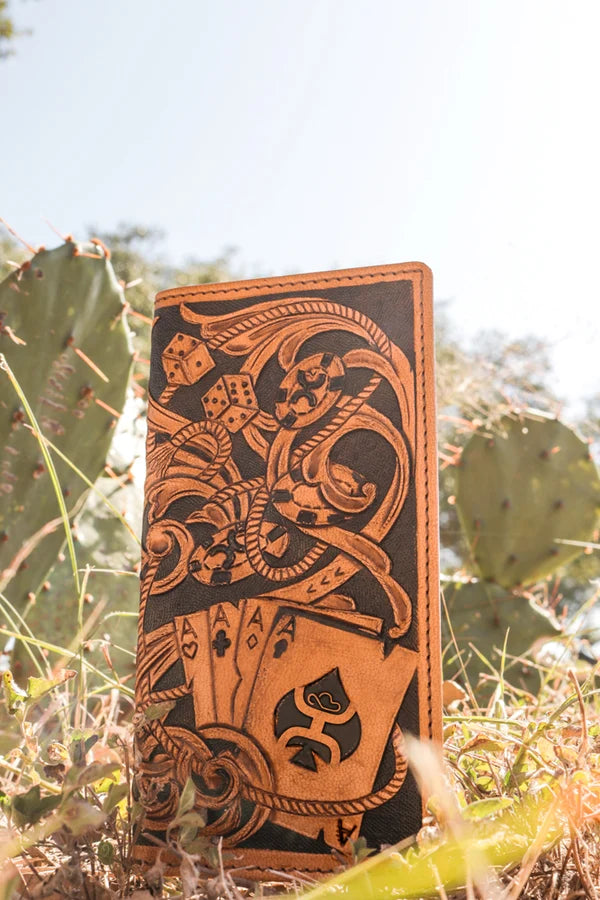 Hooey Gambler Tan Playing Card Embossed Rodeo Wallet HW038-TNBR