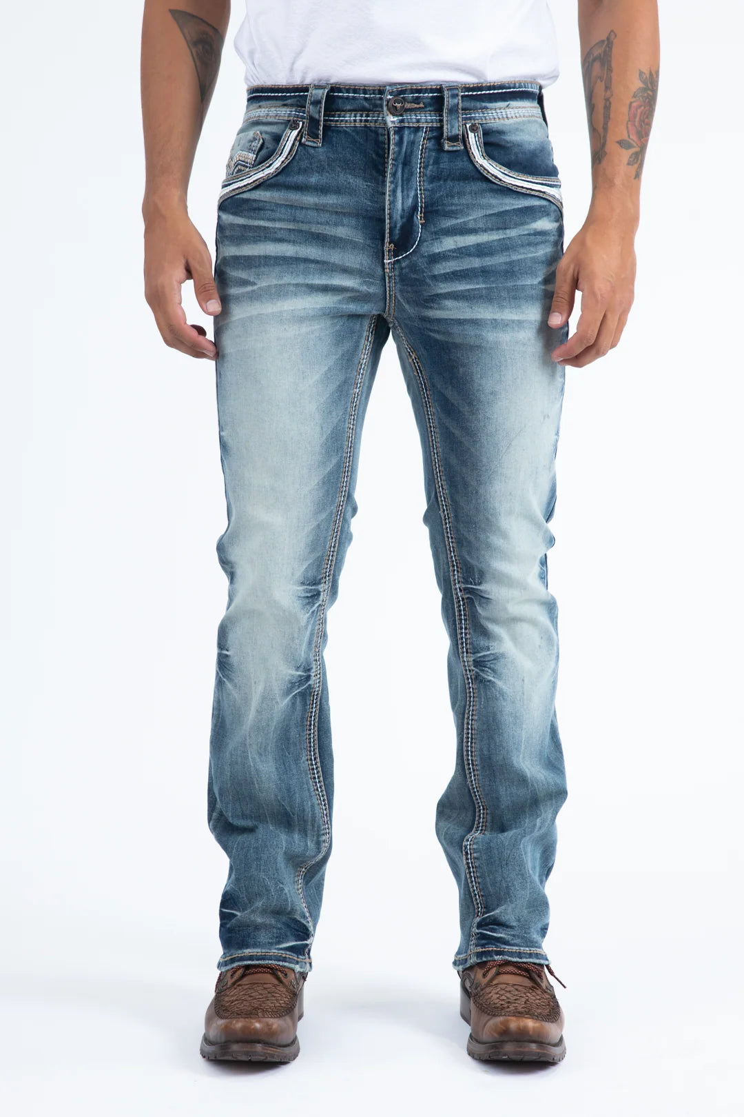 Platini Mens Holt Corded Chevron Bootcut Jean PHD11105