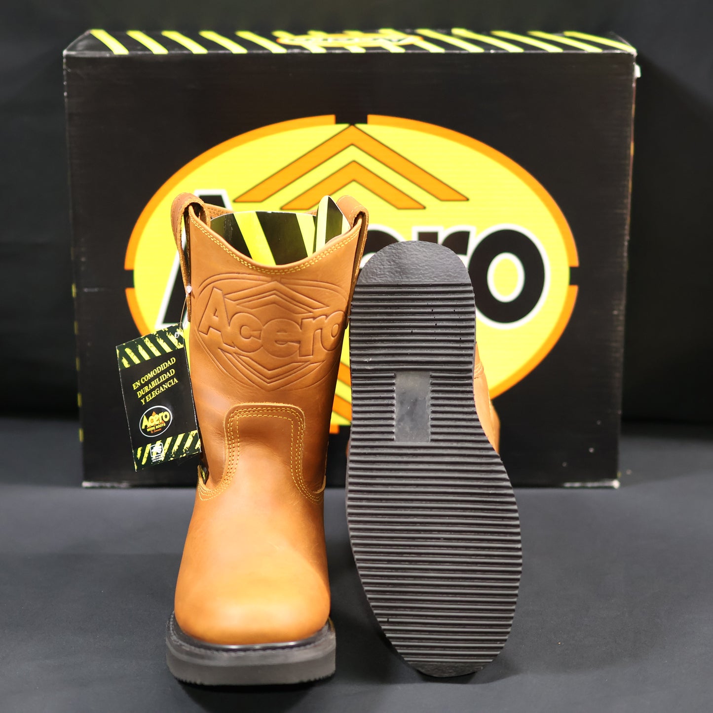 ACERO WORK BOOTS Orange Honey Whit Black Striped Sole AWB1301