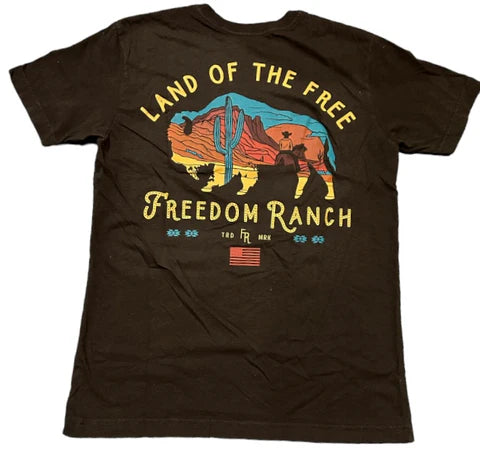Freedom Ranch Men's Lost Bison Chocolate Short Sleeve T Shirt Tee FR193