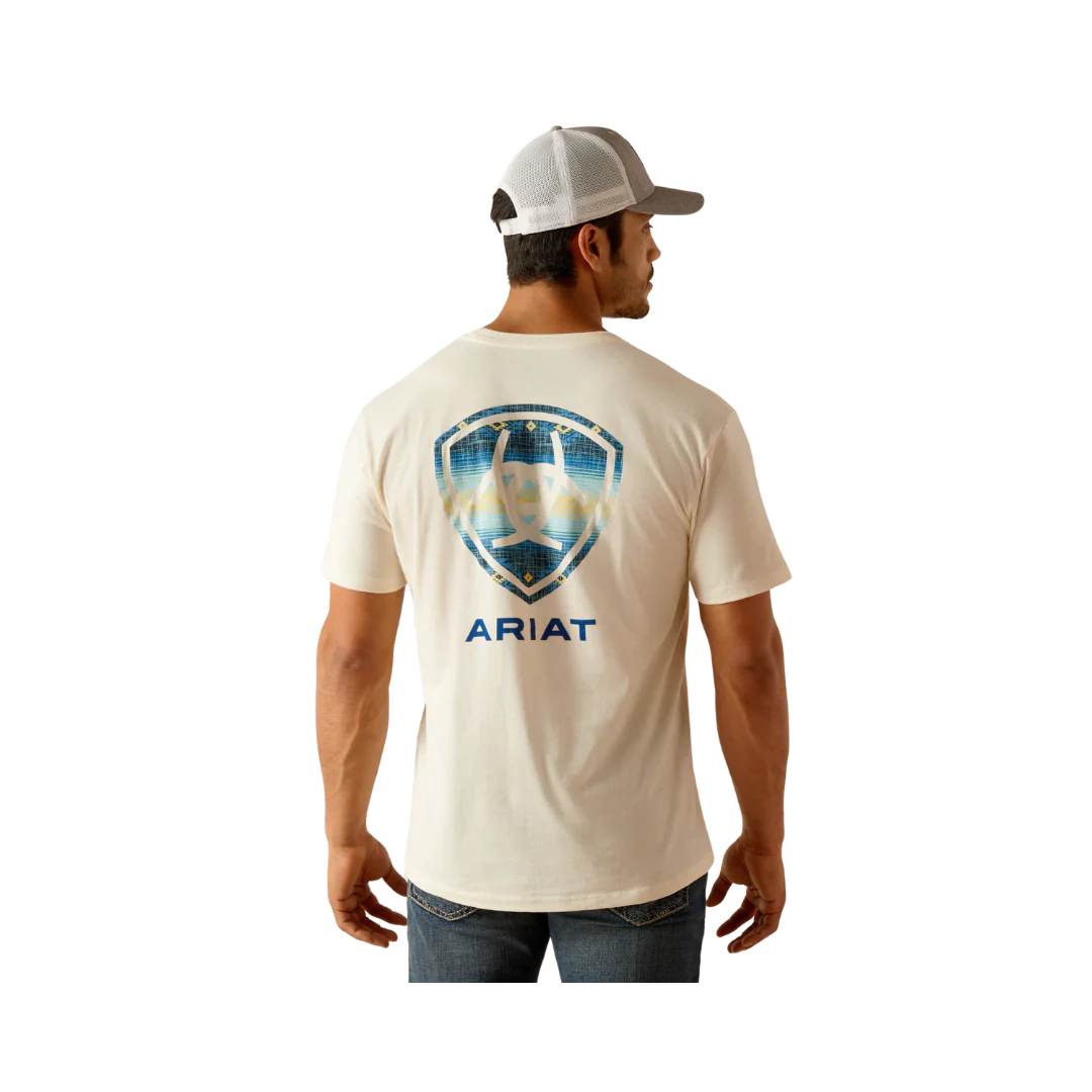 Ariat Mens Logo SS T Shirt Off White 10051454