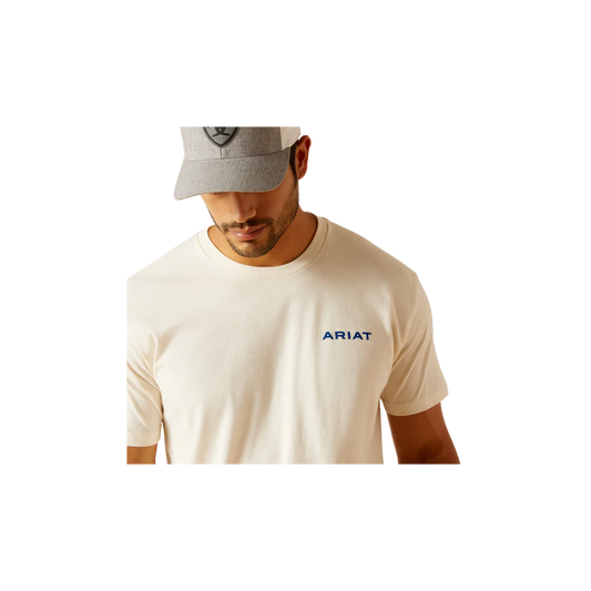 Ariat Mens Logo SS T Shirt Off White 10051454