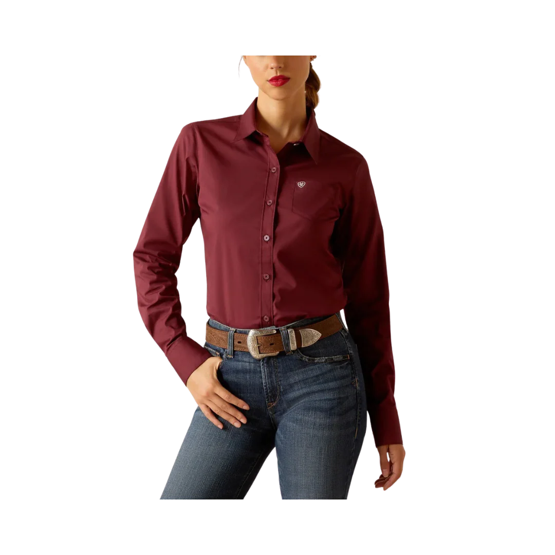 Ariat Women's Kirby Burgundy Stretch Long Sleeve Western Shirt 10048885