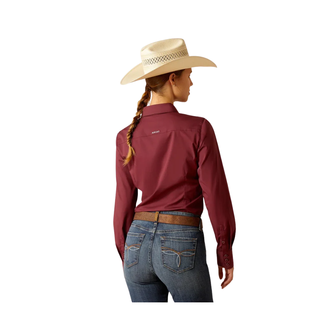 Ariat Women's Kirby Burgundy Stretch Long Sleeve Western Shirt 10048885