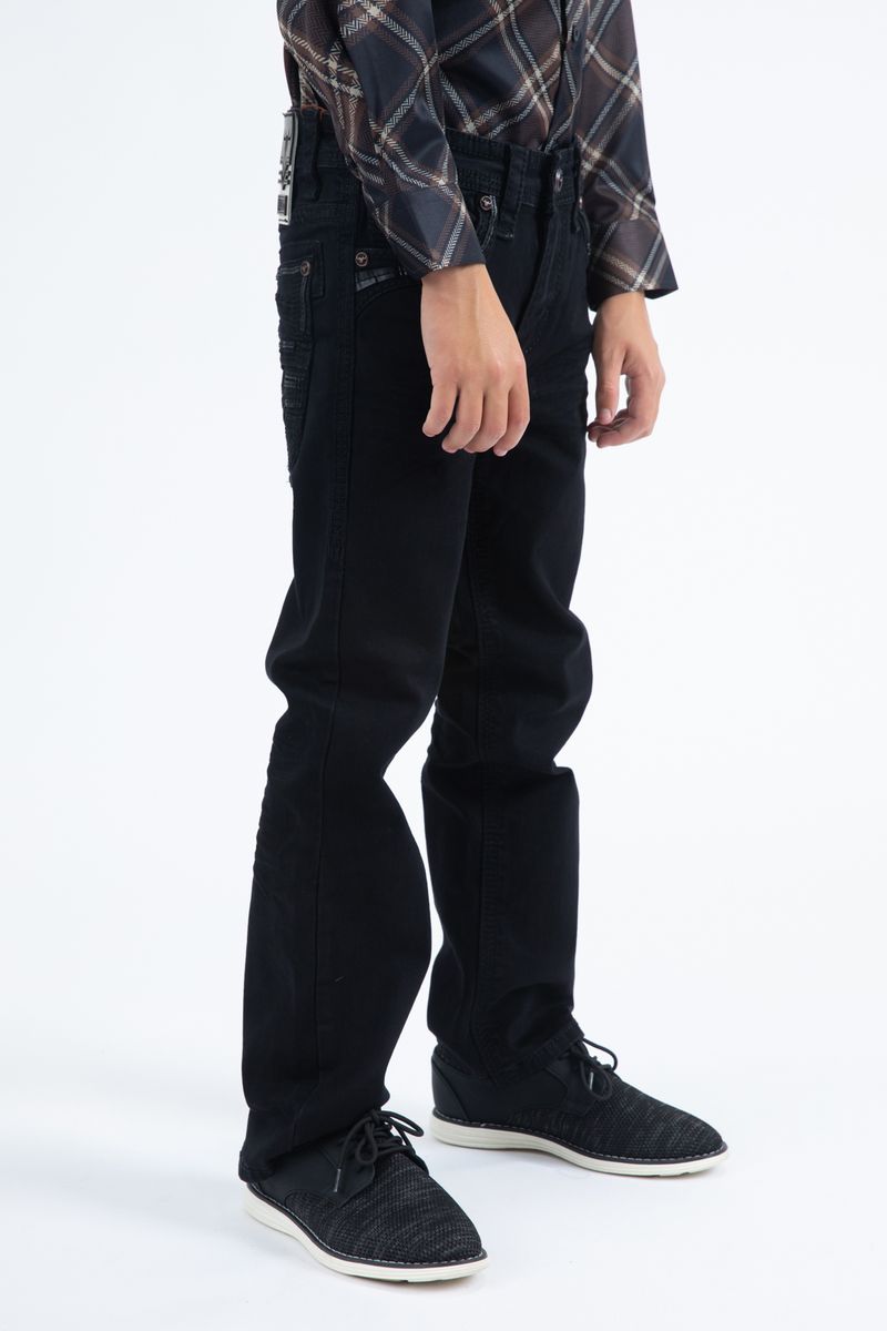 Platini Kids Slim Boot Cut Triple Stitch Signature Pocket Black Denim Pants PHK10770