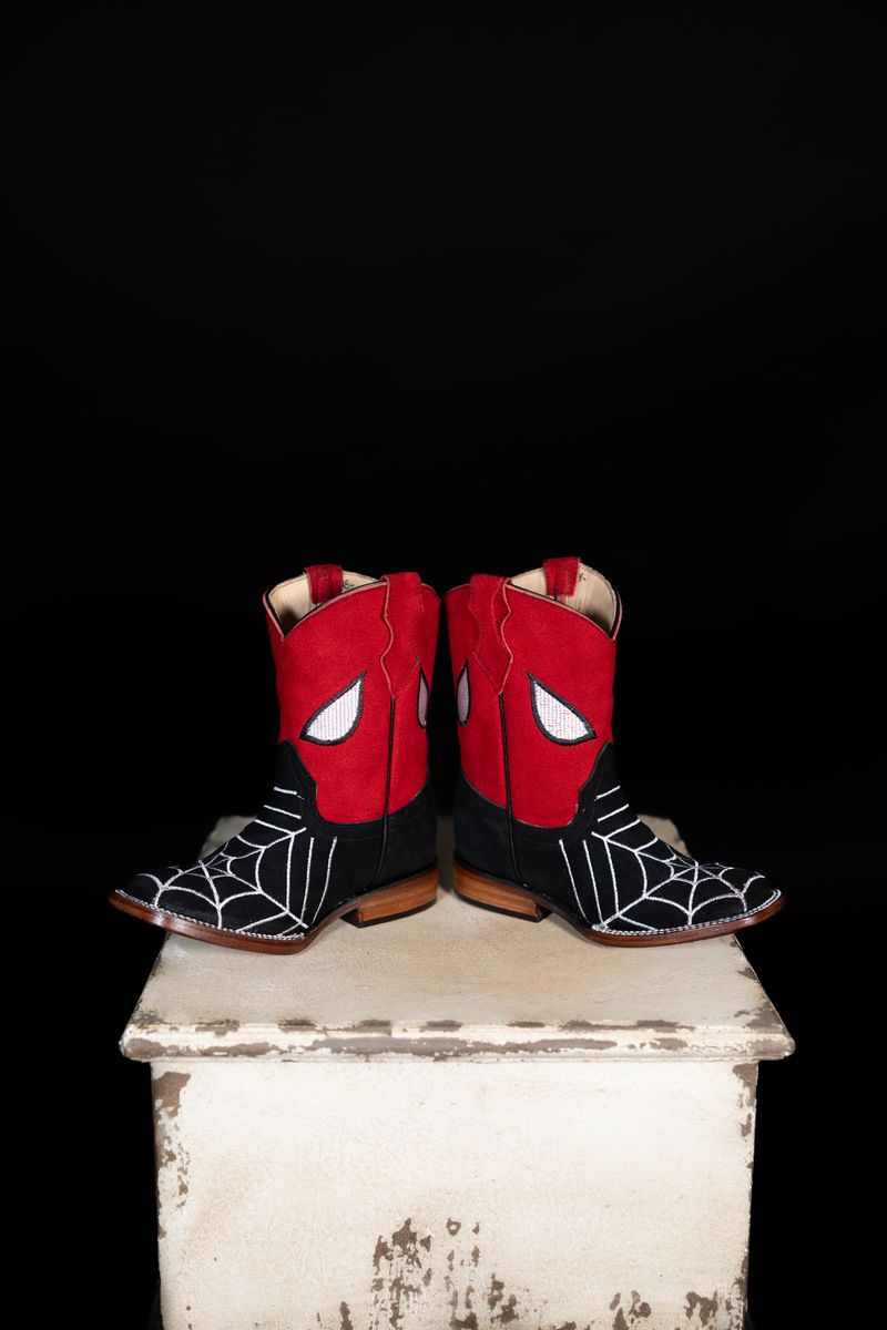 Kids’ Black Suede Spider Web Western Boots 4210252804