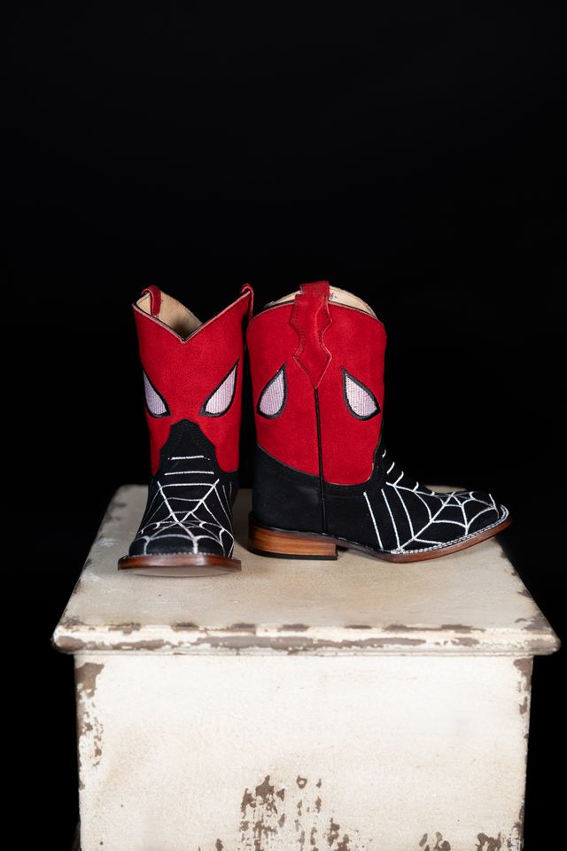 Kids’ Black Suede Spider Web Western Boots 4210252804
