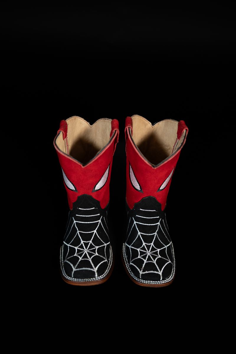 Kids’ Black Suede Spider Web Western Boots 4210252804