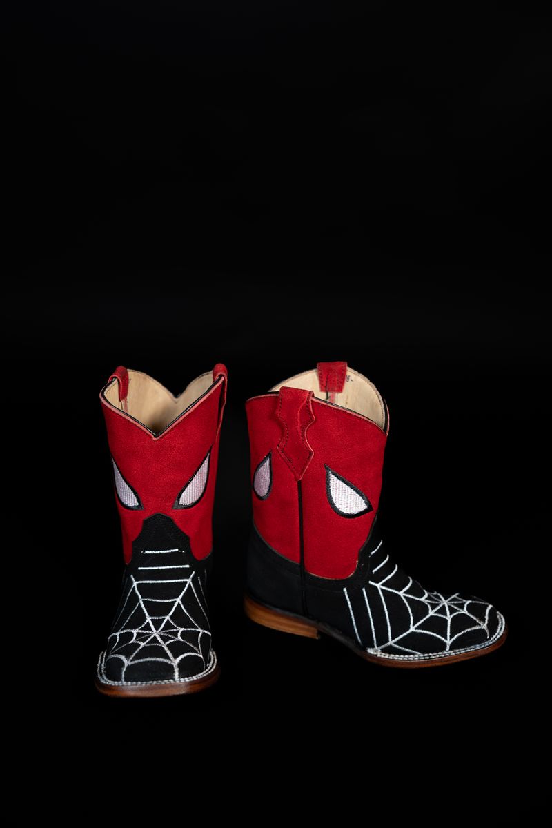 Kids’ Black Suede Spider Web Western Boots 4210252804