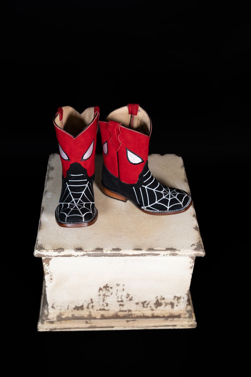 Kids’ Black Suede Spider Web Western Boots 4210252804