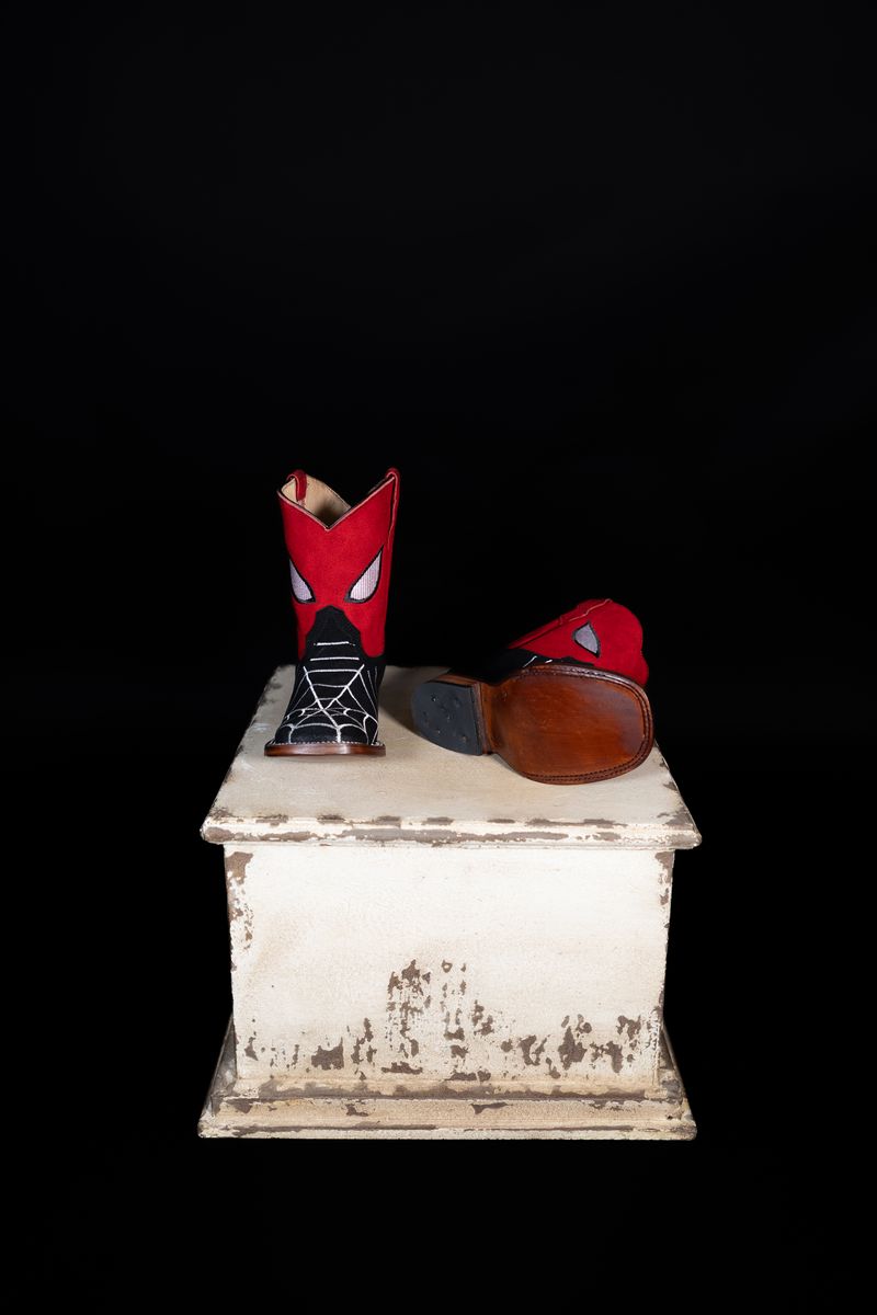 Kids’ Black Suede Spider Web Western Boots 4210252804