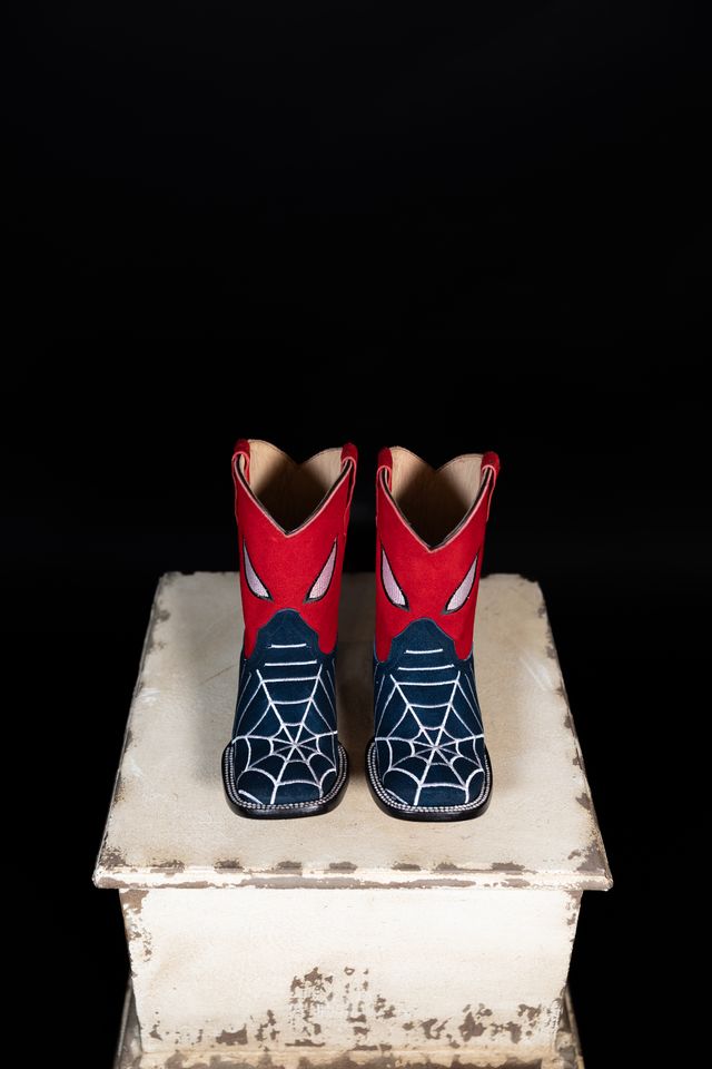 Kids’ Blue Suede Spider Web Western Boots 4210252705