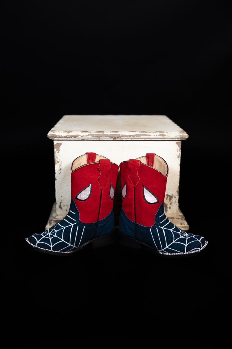 Kids’ Blue Suede Spider Web Western Boots 4210252705