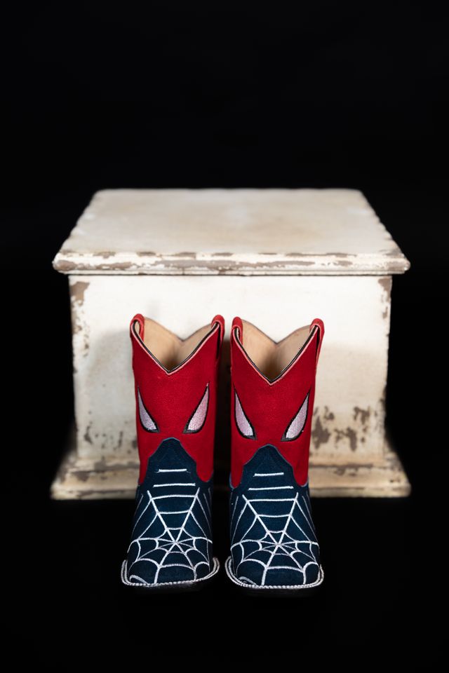 Kids’ Blue Suede Spider Web Western Boots 4210252705