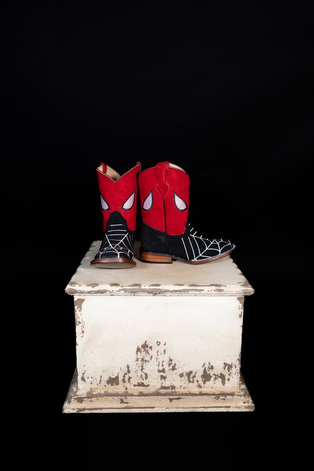 Kids’ Blue Suede Spider Web Western Boots 4210252705