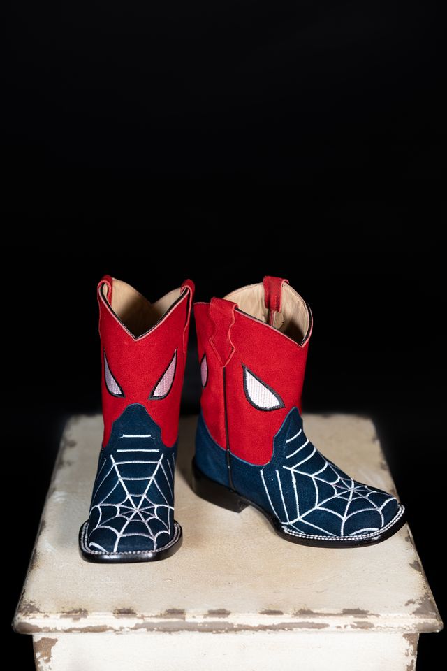 Kids’ Blue Suede Spider Web Western Boots 4210252705