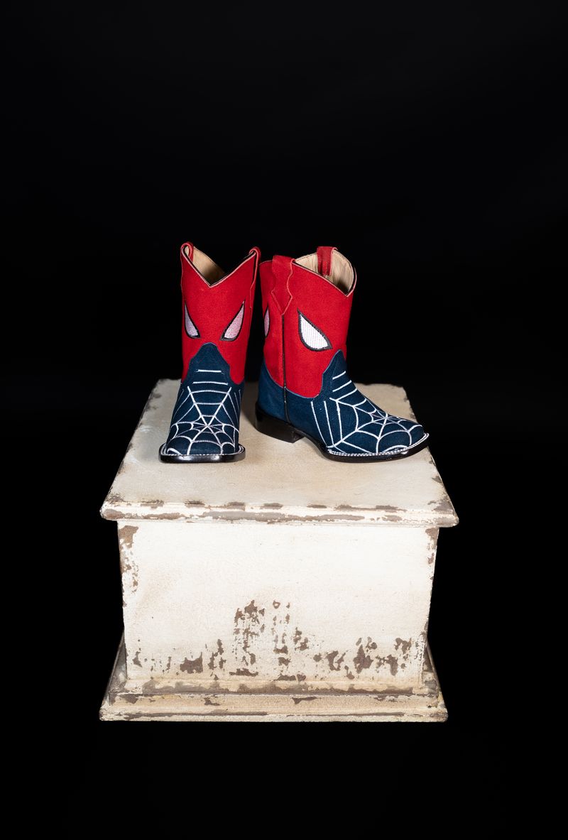 Kids’ Blue Suede Spider Web Western Boots 4210252705