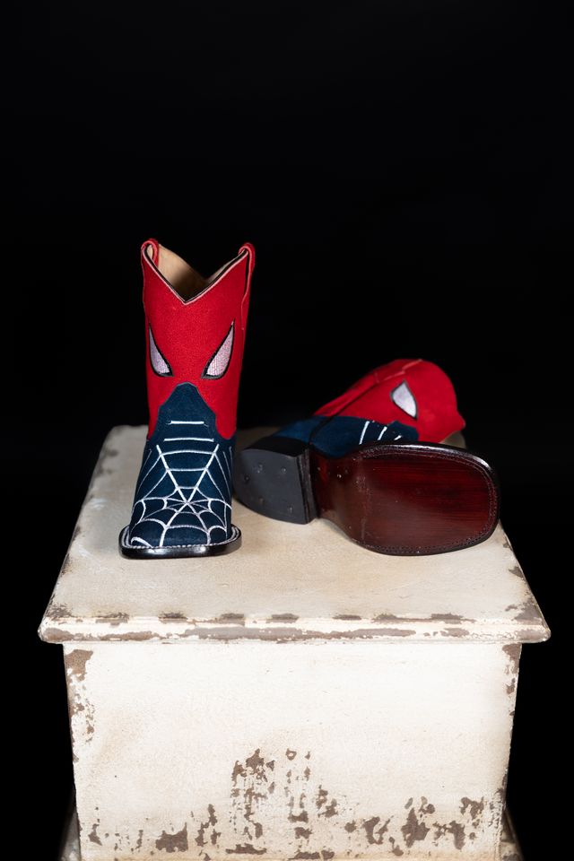 Kids’ Blue Suede Spider Web Western Boots 4210252705