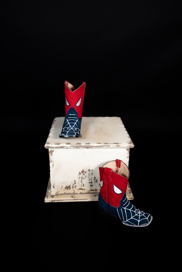 Kids’ Blue Suede Spider Web Western Boots 4210252705