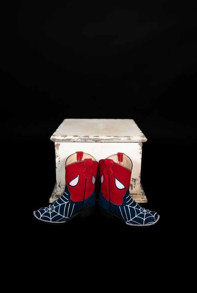 Kids’ Blue Suede Spider Web Western Boots 4210252705