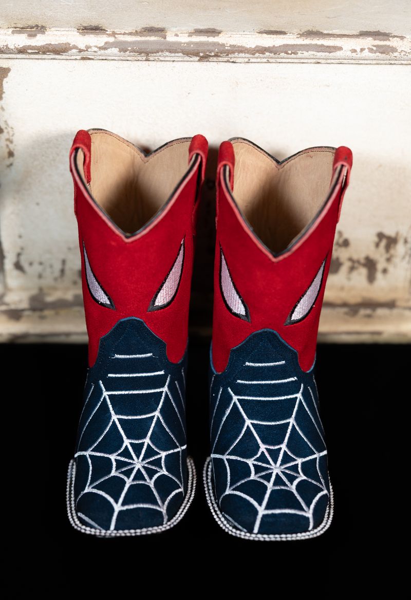 Kids’ Blue Suede Spider Web Western Boots 4210252705