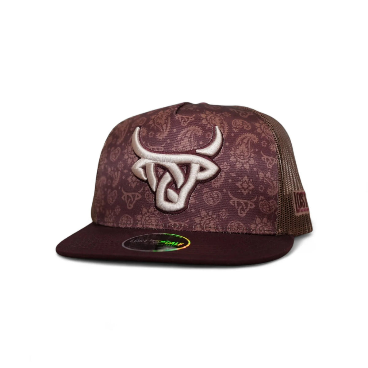 Lost Calf Paisley Bull Flat Bill Trucker Cap