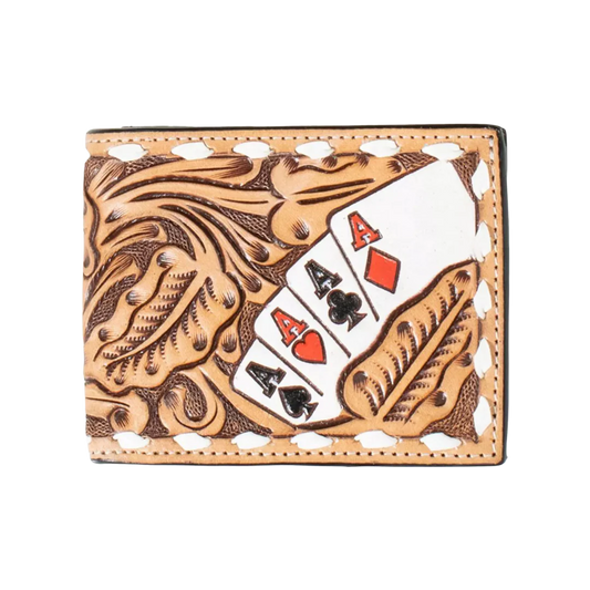 3D Western Men's Hand Painted Ace Cards Leather Wallet D250010548