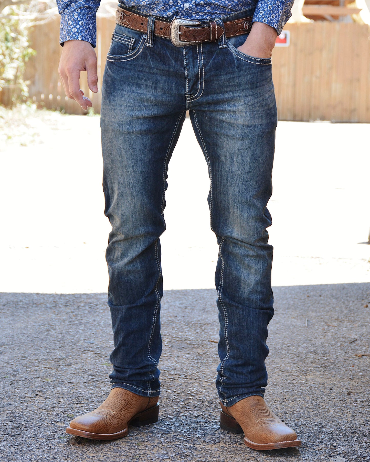 Rock & Roll  Men's  Rifle  Skinny Straight Night Blue  Jeans MSS3598