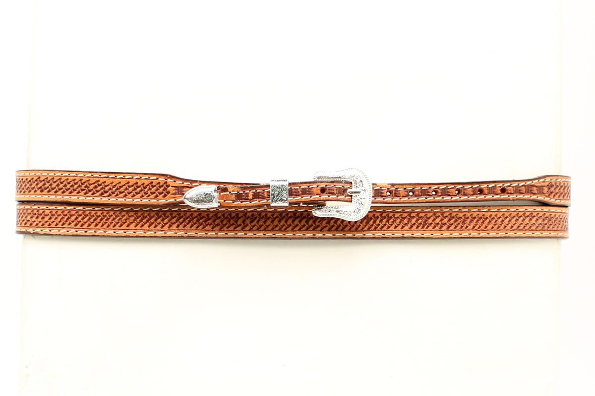 M&F Western Mens Hatband Leather Tooled Basketweave Tan 0234648