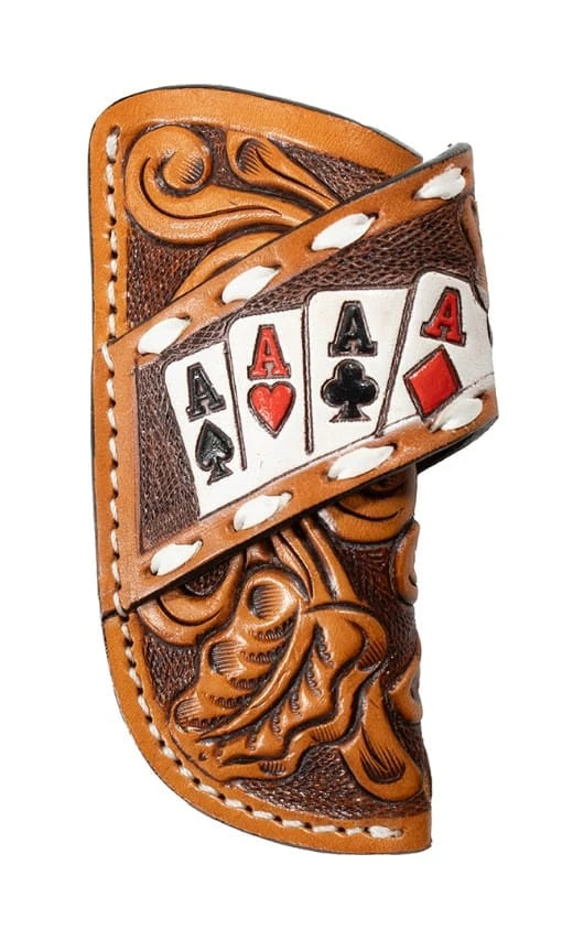 M&F Western Vertical Style Hand Tooled Floral and Ace Card Design