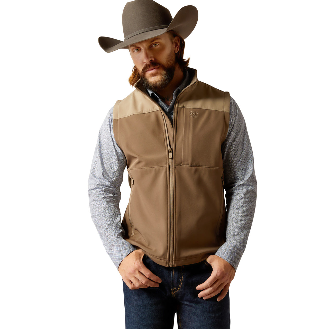 Men’s Ariat Wyatt Softshell Brindle Major Brown Vest 10052596