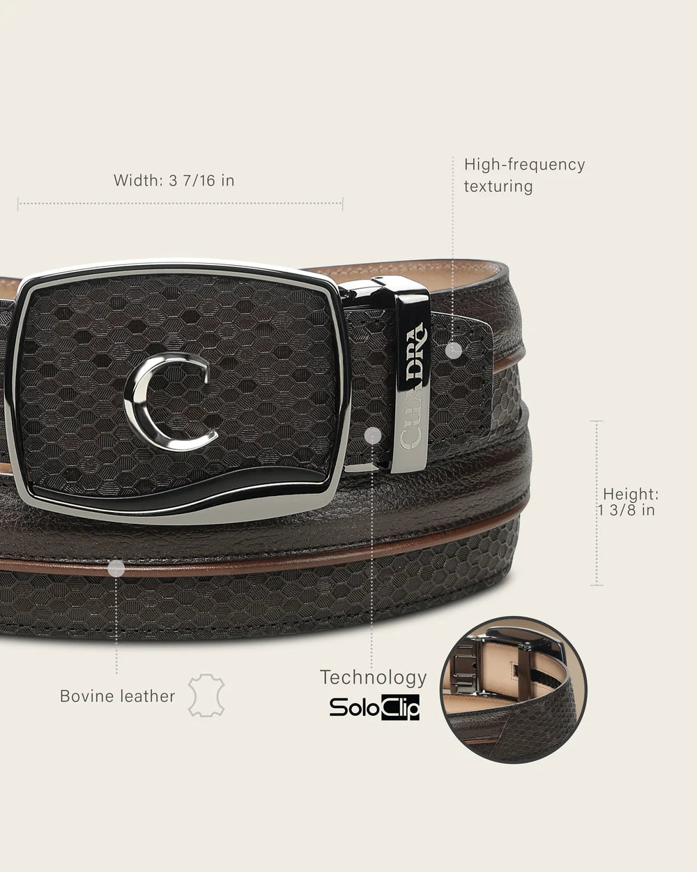 Cuadra Men's Brown Stamped Leather Western Belt – BC515