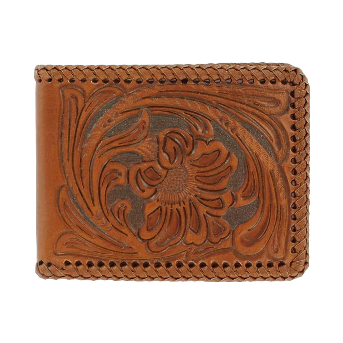 Nocona Men's Western Laced Brown Leather Bi-Fold Wallet N5421008